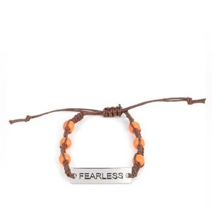 Engraved “ Fearless “ Bracelets Orange Beads